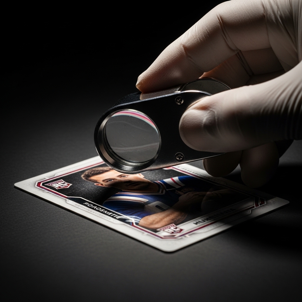 Close-up examples of the four grading criteria: centering, corners, edges, and surface condition