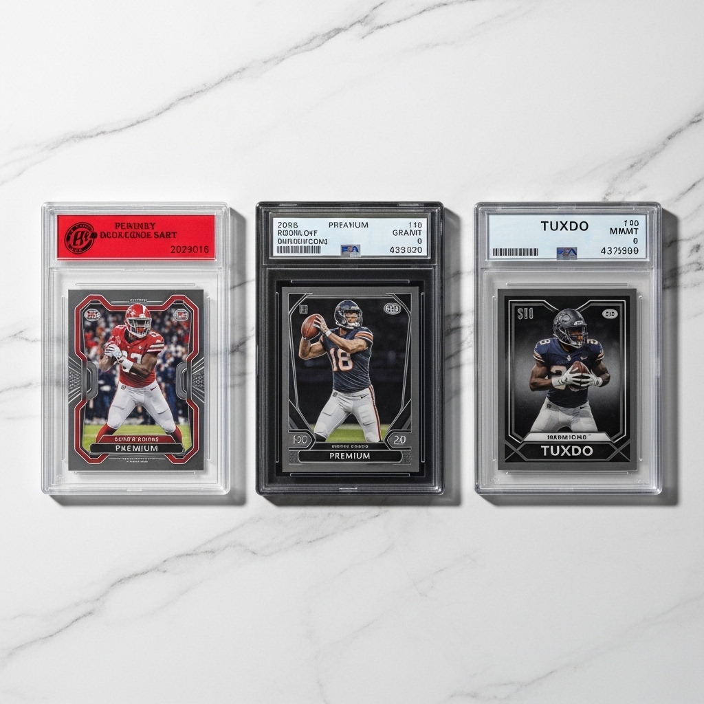 Side-by-side comparison of PSA, BGS, and SGC graded card slabs